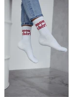 Dámské bavlněné ponožky Mon Chéri s bordó nápisem – bílé Dámské bavlněné ponožky Mon Chéri s bordó nápisem – bílé