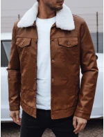 Pánská kožená bunda s kožešinou hnědá FashionStreet TX4746 Pánská kožená bunda s kožešinou hnědá FashionStreet TX4746
