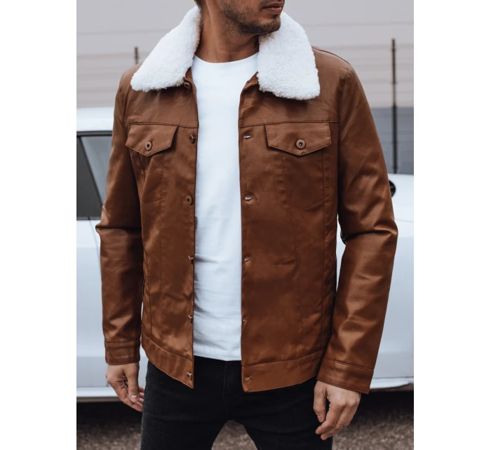 Pánská kožená bunda s kožešinou hnědá FashionStreet TX4746 Pánská kožená bunda s kožešinou hnědá FashionStreet TX4746