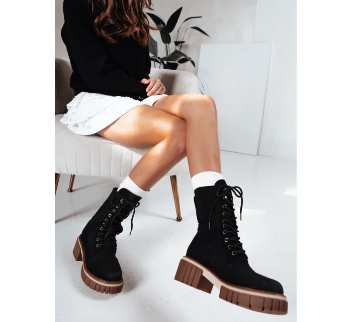 Dámské šněrovací boty černé model 21993912 - Dstreet Dámské šněrovací boty černé model 21993912 - Dstreet