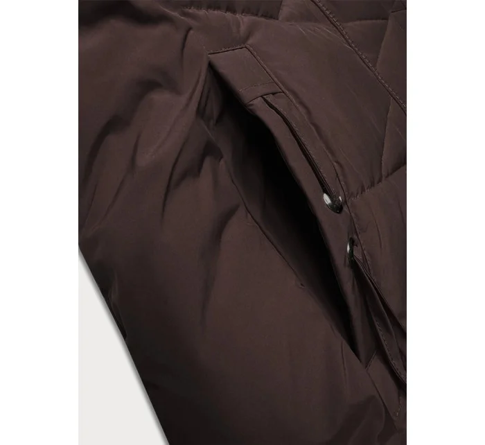 Hnědá dámská zimní bunda se stahovacími lemy LHD (LHD-24580)