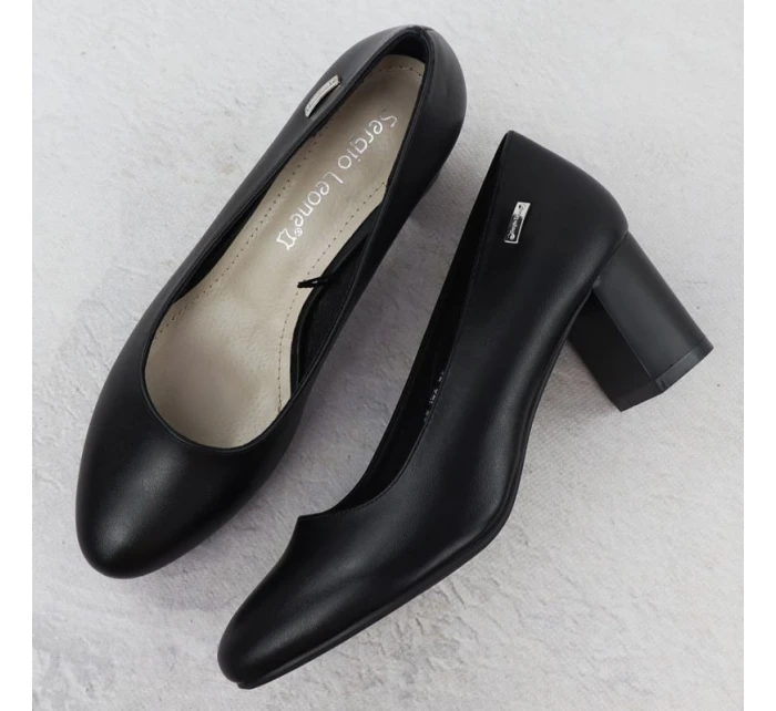 Černé lodičky na jehlovém podpatku Sergio Leone PB178