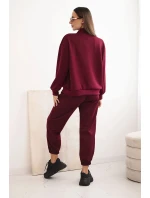 Komplet dámský máslový z viskózy s rozepínací mikinou a kalhotami švestkový Komplet dámský máslový z viskózy s rozepínací mikinou a kalhotami švestkový