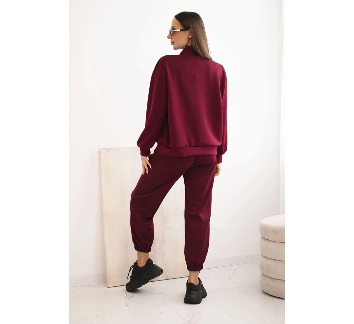 Komplet dámský máslový z viskózy s rozepínací mikinou a kalhotami švestkový Komplet dámský máslový z viskózy s rozepínací mikinou a kalhotami švestkový