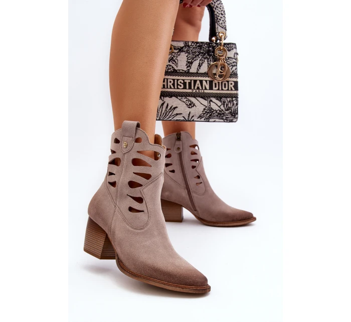 Kožené boty s výstřihy Maciejka 06412-04 Beige Kožené boty s výstřihy Maciejka 06412-04 Beige