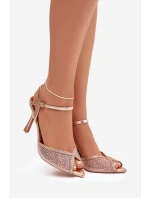 Dámské sandály na podpatku se zdobením model 21821807 - Boto