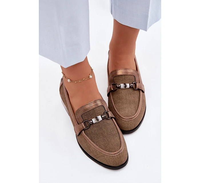 Dámské semišové boty na podpatku s ozdobným detailem Hnědé Meliva