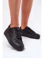 Dámské tenisky z ECO kůže na platformě Big Star – černé Dámské tenisky z ECO kůže na platformě Big Star – černé