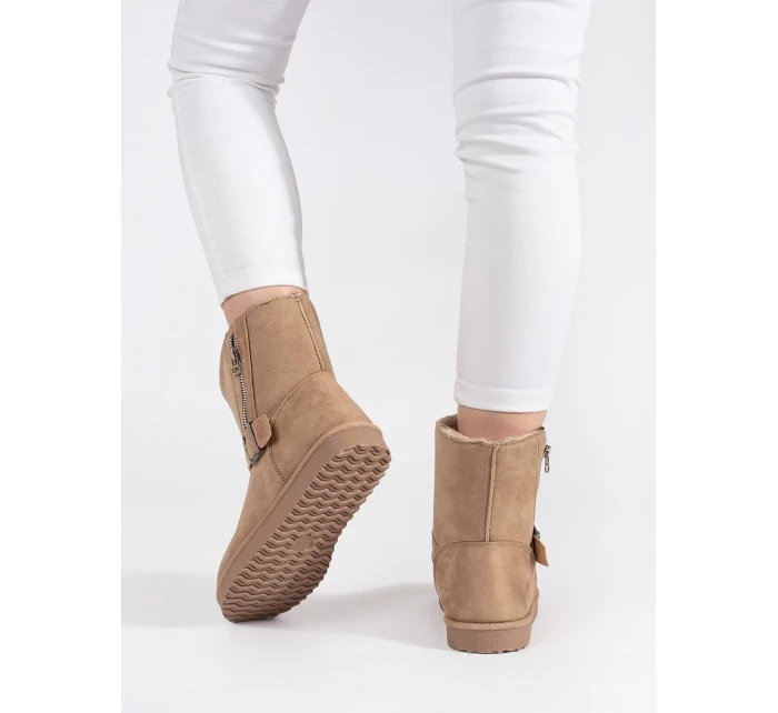 Krásné dámské Jasnobeżowy sněhule bez podpatku Krásné dámské Jasnobeżowy sněhule bez podpatku