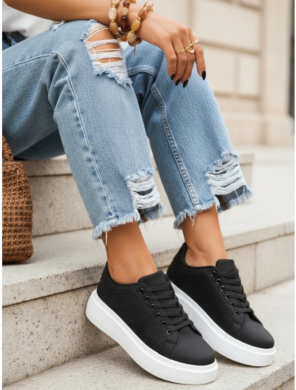 Dámské černé tenisky FashionStreet ZY1371 Dámské černé tenisky FashionStreet ZY1371