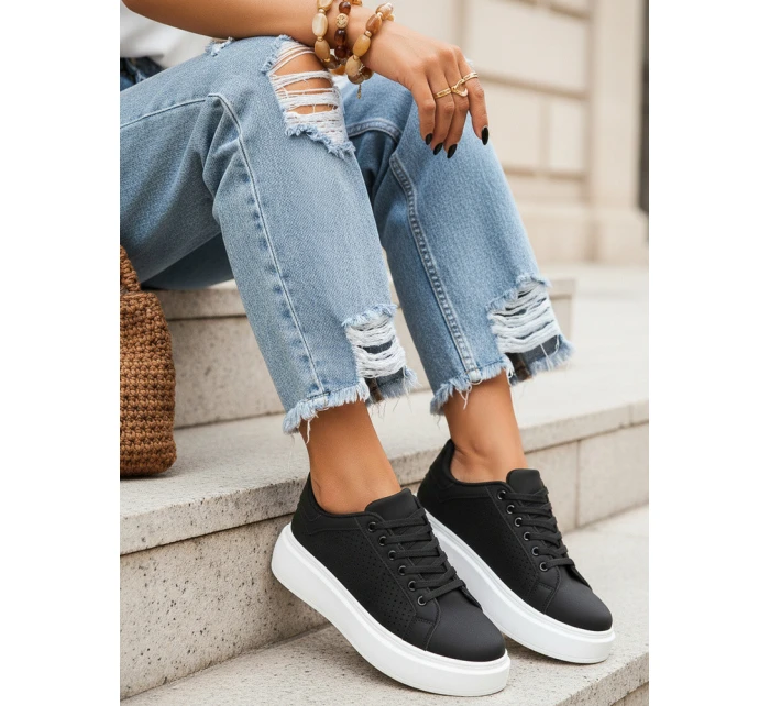 Dámské černé tenisky FashionStreet ZY1371 Dámské černé tenisky FashionStreet ZY1371