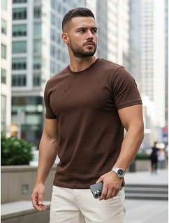 Pánské klasické hnědé tričko FashionStreet RX5679