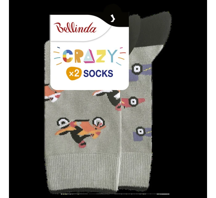 Veselé ponožky 2 páry CRAZY SOCKS 2x - BELLINDA - šedá