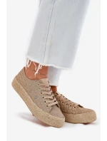 Vzorované dámské tenisky na platformě s pleteninou Lee Cooper LCW-25-08-3646L Khaki