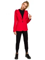 M691 Blejzr s kapucí a jedním knoflíkem - červený