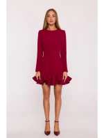 M880 Šaty s volánkovým lemem - bordó M880 Šaty s volánkovým lemem - bordó