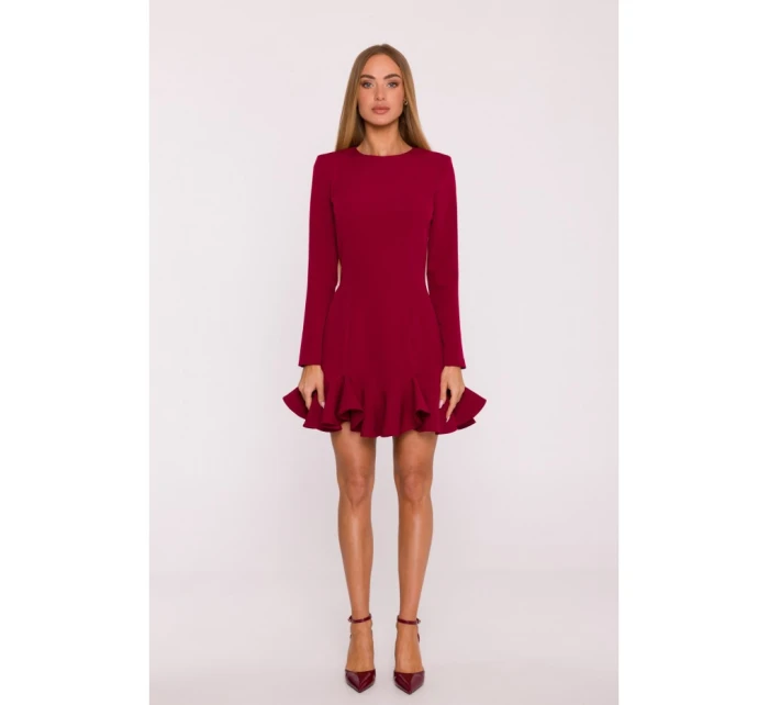 M880 Šaty s volánkovým lemem - bordó M880 Šaty s volánkovým lemem - bordó