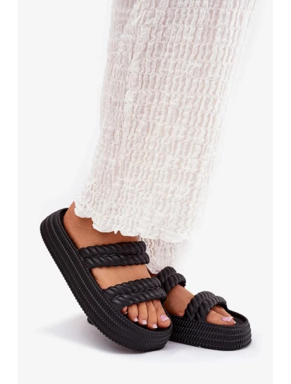 Dámské lehké pěnové pantofle na platformě S.Barski – černé