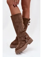 Dámské kozačky Helisse – černé, s pásky a stříbrnými přezkami Dámské kozačky Helisse – černé, s pásky a stříbrnými přezkami