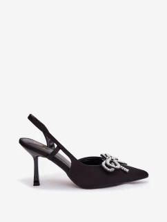 Dámské lodičky s mašlí a odhalenou patou – černé Derissa