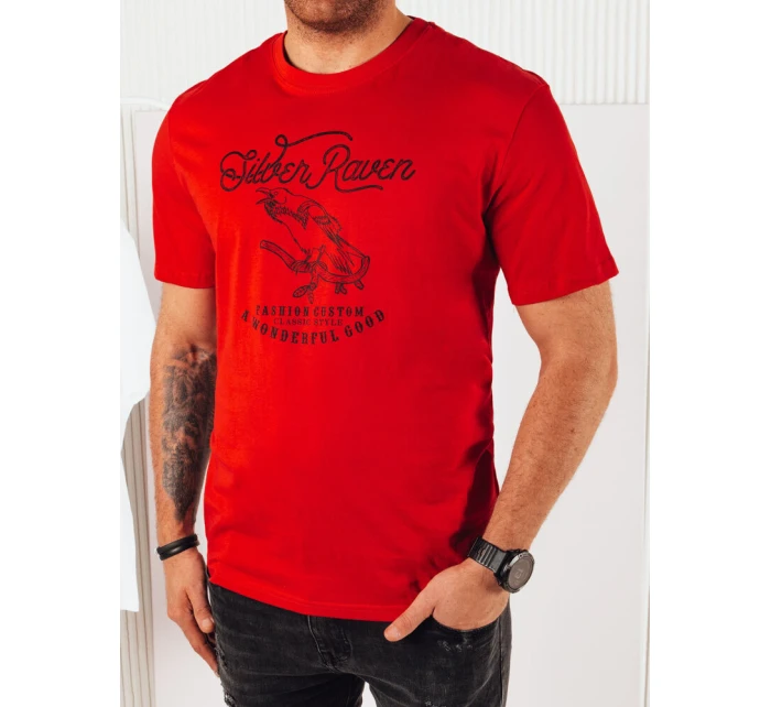 Pánské červené tričko s potiskem FashionStreet RX5364