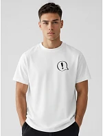Pánské bavlněné tričko oversize s potiskem bílé FashionStreet NX4009R