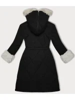 Černobéžová prošívaná zimní bunda s kožešinovou podšívkou l 21248855 - WAY MODE