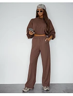 Dámský komplet s strukturou v barvě cappuccino mikina a kalhoty model 21470478 - Moon Dámský komplet s strukturou v barvě cappuccino mikina a kalhoty model 21470478 - Moon
