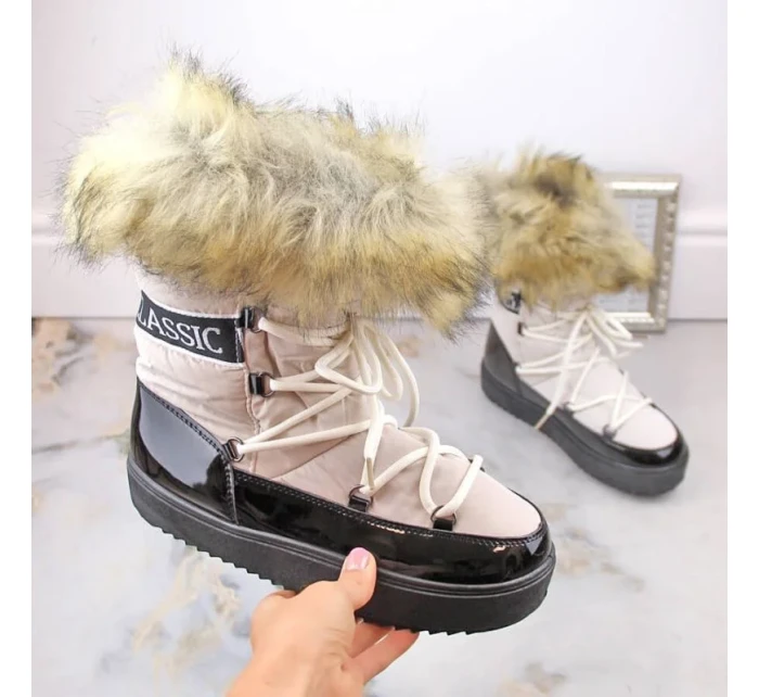 Šněrovací sněhule na platformě s kožešinou Vinceza W JAN262 beige Šněrovací sněhule na platformě s kožešinou Vinceza W JAN262 beige