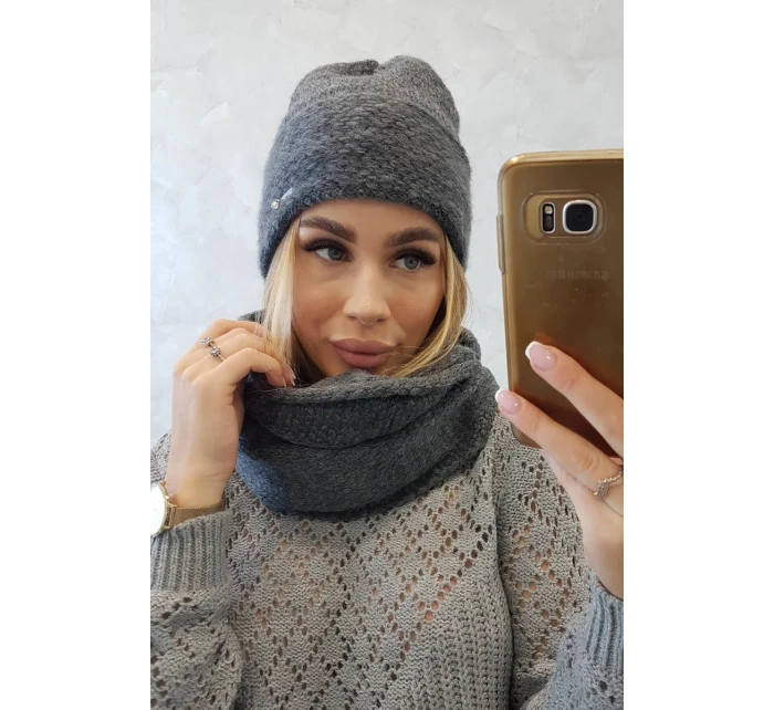 Dámská souprava s mohérem Pearl model 22103997 graphite - K-Fashion Dámská souprava s mohérem Pearl model 22103997 graphite - K-Fashion