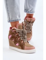 Dámské tenisky na podpatku růžové model 21648554 - Boto