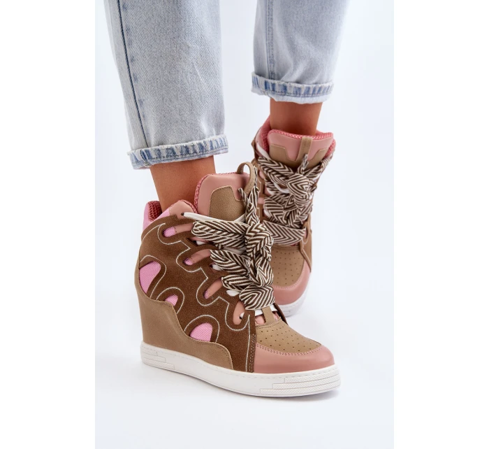 Dámské tenisky na podpatku růžové model 21648554 - Boto