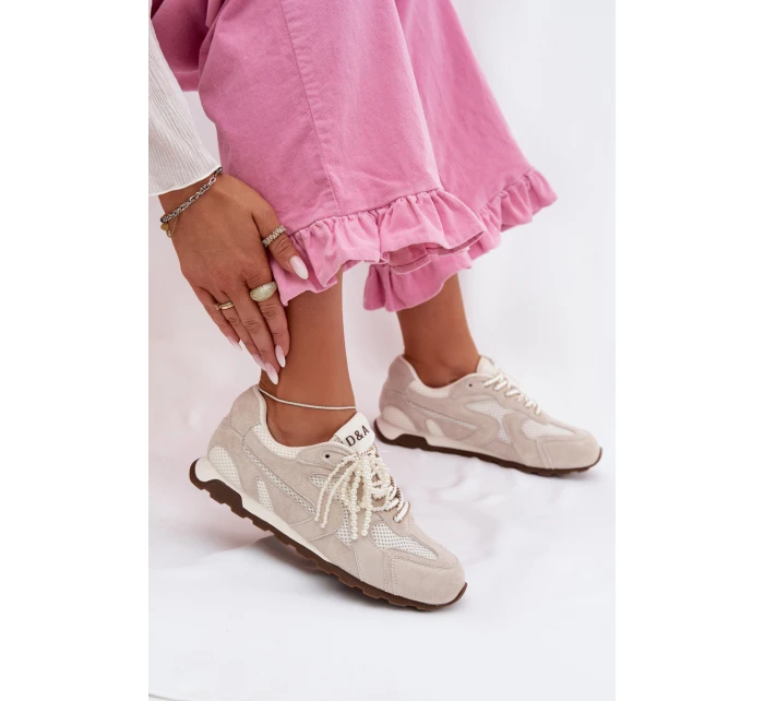 Dámské kožené semišové tenisky model 22031939 šedé - D&A