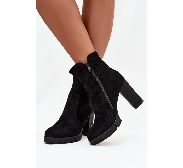 Dámské ocieplené botky na podpatku Selisse – černé Dámské ocieplené botky na podpatku Selisse – černé