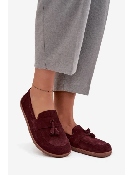 Kožené semišové mokasíny typu barefoot Zazoo – bordó Kožené semišové mokasíny typu barefoot Zazoo – bordó