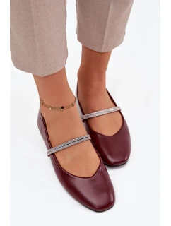 Dámské baleríny s pásky – bordó model 21834678 - Kesi