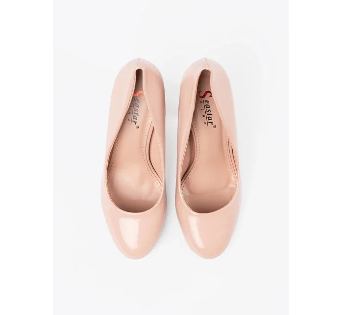 Krásné  lodičky Jasnobeżowy dámské na širokém podpatku