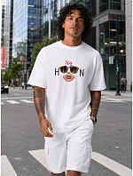 Pánské bavlněné tričko oversize s potiskem FashionStreet NX1008R Pánské bavlněné tričko oversize s potiskem FashionStreet NX1008R