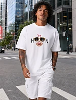 Pánské bavlněné tričko oversize s potiskem FashionStreet NX1008R