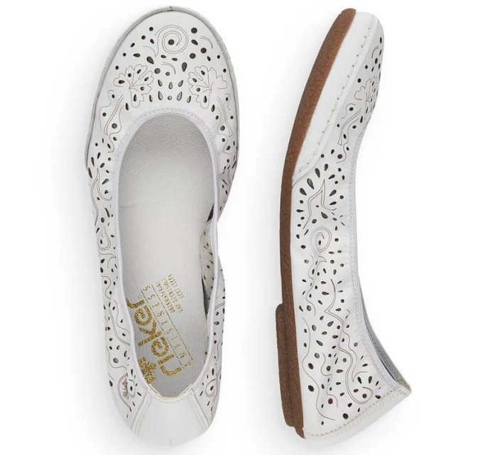 Kožená pohodlná polobotka W model 22033618 bílá - Rieker Kožená pohodlná polobotka W model 22033618 bílá - Rieker