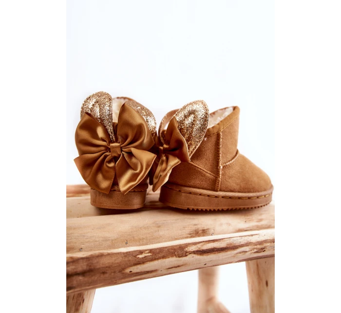 Dívčí teplé sněhule s mašlemi Velbloud Meriva Dívčí teplé sněhule s mašlemi Velbloud Meriva