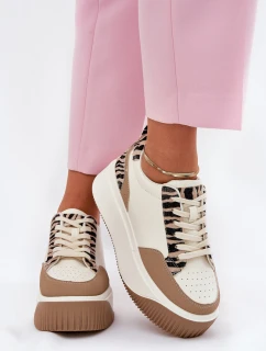 Dámské tenisky na masivní platformě Zebra Bežové Tamorniel