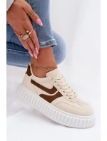 Dámské tenisky na platformě s eko semišem béžové Cadrina Dámské tenisky na platformě s eko semišem béžové Cadrina