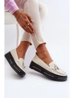 Dámské kožené mokasíny na platformě Béžová Assetnima Dámské kožené mokasíny na platformě Béžová Assetnima