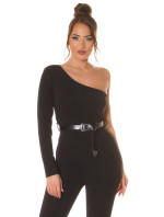 Sexy Koucla One Shoulder Overall with belt