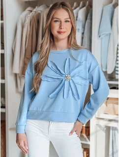 Dámská oversize mikina s květinou PETITKA modrá FashionStreet BY1385