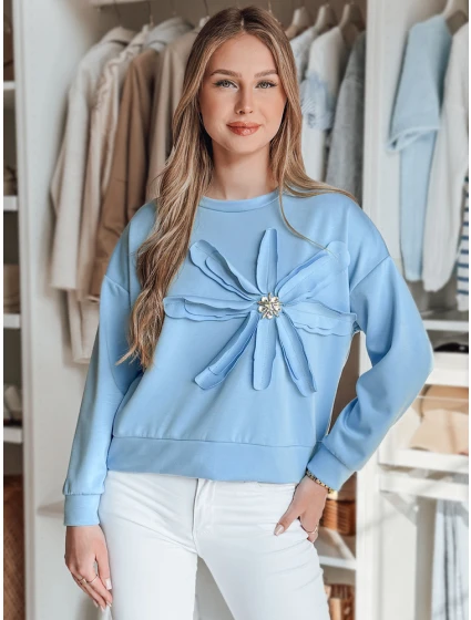 Dámská oversize mikina s květinou PETITKA modrá FashionStreet BY1385