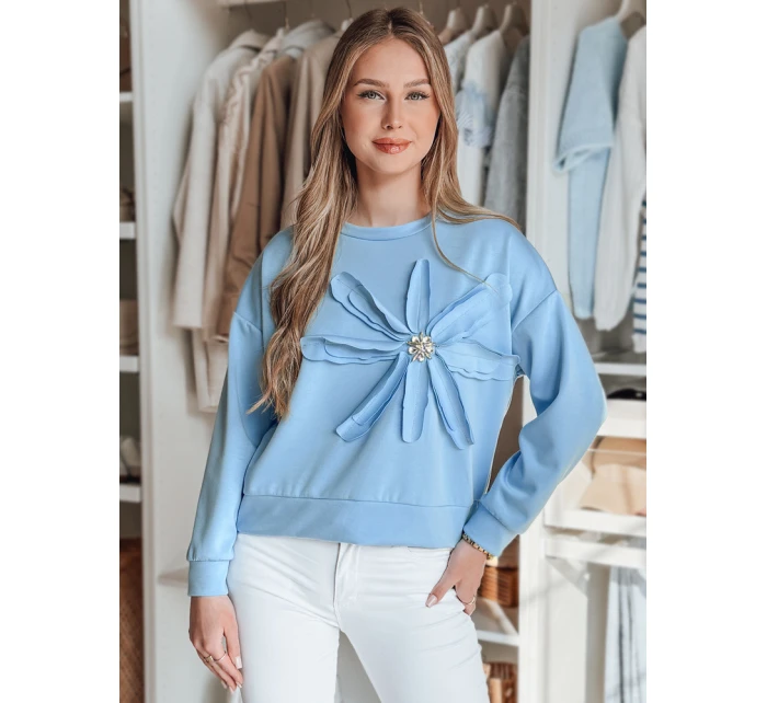 Dámská oversize mikina s květinou PETITKA modrá FashionStreet BY1385