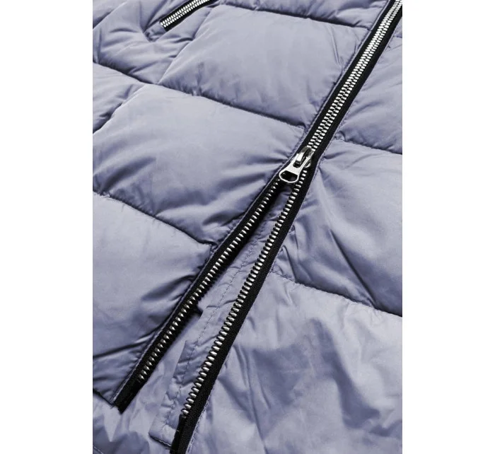 Dámská zimní prošívaná bunda ve vřesové barvě s kapucí (7702)