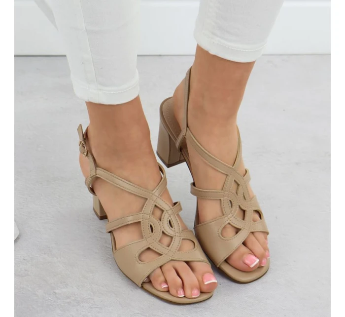 Béžové dámské sandály na jehlovém podpatku Sergio Leone SK884